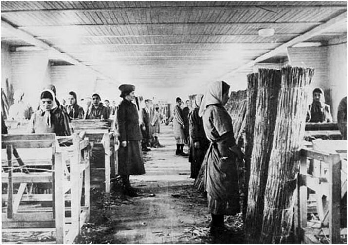 Ravensbruck concentration camp. Female inmates working in a workshop under SS supervision